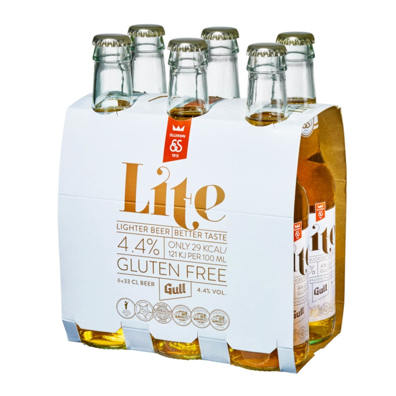 Gull lite í gleri 6pack